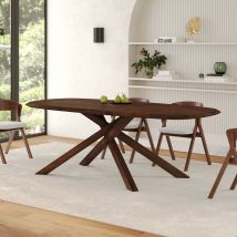 Rechteckiger Tisch aus dunklem massivem Heveaholz für 10 Personen - Aladin - Rendez-Vous Déco