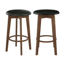 Lot de 2 tabourets pour îlot central 66 cm en cuir synthétique noir - Vahina - Rendez-Vous Déco