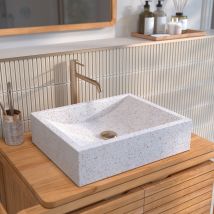 Lavabo rectangular de terrazo blanco - Lyséa - Rendez-Vous Déco