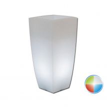 Vaso Agave Quadrato Con Led Multicolor Batteria Solare H 90 40x40Cm