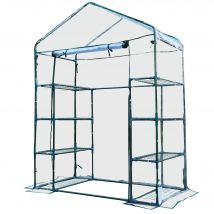 EasyComfort Serra da Giardino in Acciaio e PVC Trasparente con Porta Avvolgibile, 143x73x195 cm, verde