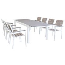 MONTY - set tavolo da giardino con sedie allungabile 180/240x100 Posti: 8, Colore: Bianco