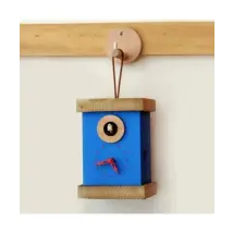Orologio con cucù Titti in mdf laccato e abete spazzolato Made in Italy