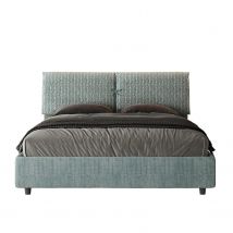 Letto Matrimoniale rivestito in Tessuto Aragona - MADOS Colore: Azzurro/Azzurro, Tipologia Letto: Senza Rete, Dimensione Rete: 160x190