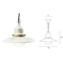 Lampada Sospensione Esterno Sospesa Acciaio Illuminazione Vintage Fisher Sovil Colore: Bianco oro
