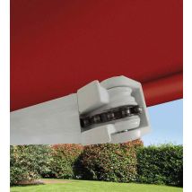 Tende da Sole a Bracci Barra Quadra con Catena Balcone Avvolgibile Alluminio Dimensioni: 4 x 3 m, Colore: Rosso Ferrara