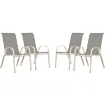 Sedia da giardino textilene "Cordoba" -Phoenix-Grigio chiaro -Set di 4