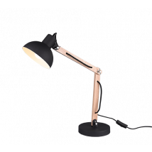 Lampada Tavolo Studio Scrivania Legno e Metallo Nero 3 Snodi 50cm Kimi GD Trio