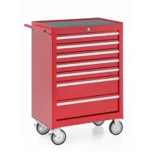 Carrello da officina, 7 cassetti, colore rosso