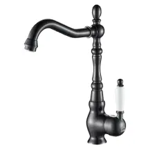 Rubinetto cucina monocomando nero con bocca a L girevole – aeratore e design elegante