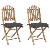 Sedie da Giardino Pieghevoli 2 pz con Cuscini in BambÃ¹ cod mxl 8106