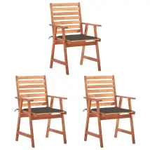 Sedie da Pranzo da Esterni con Cuscini 3 pz Massello di Acacia cod mxl 8113