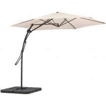 Ombrellone da Giardino Ecru Decentrato 3 x 3 Mt Base a Croce e Sistema Air Vent