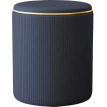 Pouf Contenitore Ecopelle Blu Decoro Oro Poggiapiedi Seduta Imbottita 35x45cm