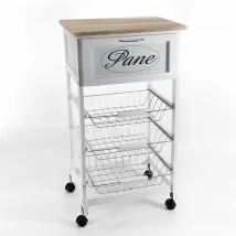 Carrello da cucina bianco con cestini metallo cm 47 x 37 x 85 h