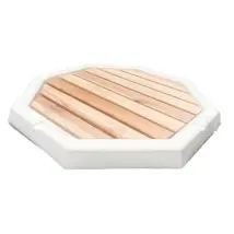 Piatto Doccia Ottagonale da Esterno Giardino 80 cm con Listelli di Legno Arkema Bianco