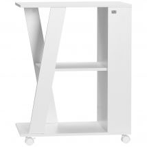 EasyComfort Carrello da Cucina Portavivande in Legno con 2 Ripiani e Ruote, 60x38x77cm, Bianco