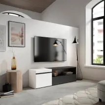 Mobile TV Soggiorno, 150x35x45cm, Per TV fino a 65", Mobile Soggiorno, Bianco e nero RF2445