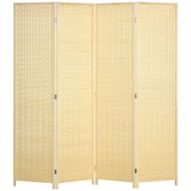 EasyComfort Paravento da Interno a 4 Ante Pieghevole Altezza 180cm, Legno e Bamb Stile Boho, Colore Naturale