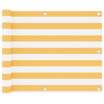 Paravento Balcone Bianco e Giallo 75x500 cm Tessuto Oxford