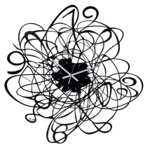 Orologio da parete Big Doodle Ø90 cm in ferro nero con numeri e cornice intrecciata Design moderno decorativo Lancette bianche Made in Italy