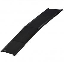 EasyComfort Rampa per Cani Pieghevole con Superficie Antiscivolo in MDF e Alluminio, 158x43.5x2.5 cm, Nero