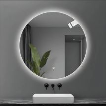 Specchio 5 mm tondo retroilluminato led interruttore touch pvc e mdf *** misura 60, tonalit dimmerabile 2700-4500...