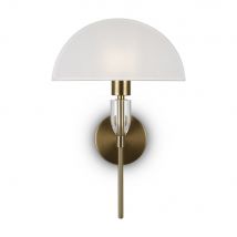 Applique Contemporanea Prima Metallo Ottone Diffusore Cotone Bianco