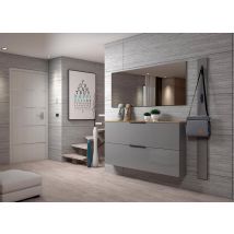 Scarpiera orizzontale due ribalte, finitura Grigio con top Rovere, ZEMSPACEG