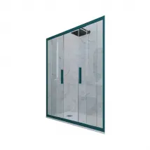 Porta doccia scorrevole 170 CM H 200 Vetro Trasparente Profilo Verde night watch mod. Glam
