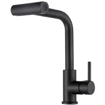 Rubinetto cucina 5 in 1 nero opaco con bocca estraibile multifunzione – 4 flussi, aeratore Z-flow e design moderno