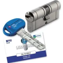 CILINDRO SAGOMATO CHAMPIONS PRO HAND MOTTURA CROMO SATINATO CHIAVI 5+1 MM 112 41+71