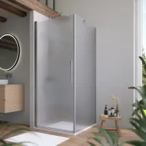 Box doccia 95x70cm con apertura a battente e parete fissa, profili cromati e vetro da 6mm opaco h195 | Elba