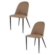 Set 2 sedie imbottite Jennifer Tommychairs, rivestite in finta pelle colore camoscio e gambe in ferro nero opaco