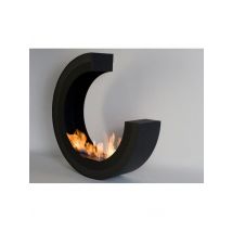 ERTA C - Biocamino da pavimento freestanding colore Nero