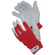 GUANTO DRIVER FIORE BOVINO/TELA ELASTICA WORKIT - BIANCO/ROSSO + STRAP 9- 12 paia