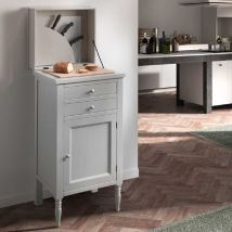 Tagliere shabby 2 cassetti 1 ribalta in legno massello bianco l.51 p.45 h.106 - Mobili 2G