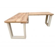 Scrivania ad angolo in legno New England dimensioni 190/120cm con gambe con gambe Colore Bianco