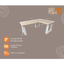 Scrivania ad angolo in legno Abete di Vancouver dimensioni 200/150cm con gambe Colore Bianco