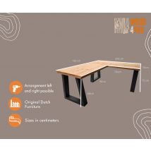 Scrivania angolare in legno Vancouver dimensioni 200/160cm con gambe Colore Nero