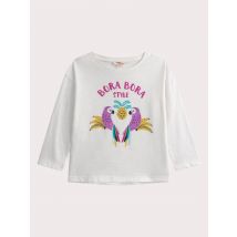 T-shirt Écru Manches Longues Animation Perroquet - 10 ans - Du Pareil Au Même