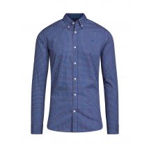 Long Sleeve Geo Print Shirt - Navy