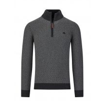 Herringbone Texture Quarter Zip Knit - Grey Marl