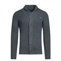 Button Up Shawl Cardigan - Dark Grey Marl