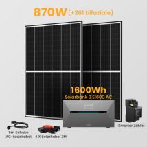 Anker Solarbank 2 E1600 AC + Smarter Zähler - 1600Wh Solarspeicher / 2 x 435Wp Bifaziale Solarmodule / Versand