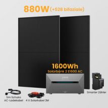 Anker Solarbank 2 E1600 AC + Smarter Zähler - 1600Wh Solarspeicher / 2 x 440Wp Bifaziale Solarmodule / Versand
