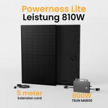 Powerness Balkonkraftwerk Set mit Halterung für Flachdach, 810/880Wp Solaranlage, Full Black Solarpaneel, TSUN 800W Wechselrichter - 2 x 405Wp Full Black / ohne Halterung / Abholung Weinheim