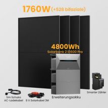 Anker Solix Solarbank 2 E1600 Pro 4800/6400Wh Balkonkraftwerk Set, 1620/1760W Solarmodule, mit Smarter Zähler - 4800Wh Solarbank 2 E1600 Pro + 4 x 440Wp Bifaziale Solarmodule / mit Halterung Balkonkraftwerk für Flachdach / Abholung Weinheim