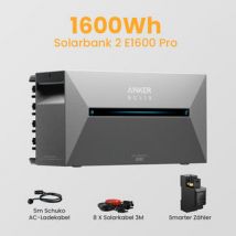 Anker Solix Solarbank 2 E1600 Pro 3200Wh Balkonkraftwerk Set, mit Smarter Zähler - Solarbank 2 E1600 Pro / ohne Halterung / Abholung Hamburg