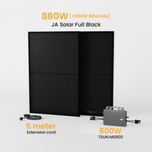 Powerness Balkonkraftwerk Set mit Halterung für Flachdach, 810/880Wp Solaranlage, Full Black Solarpaneel, TSUN 800W Wechselrichter - 2 x 440Wp Bifaziale Full Black / ohne Halterung / Abholung Berlin
